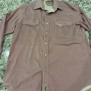 Rafter Cowboy Collection Men's Casual Burgundy Pearl Snap Button-Down Shirt
